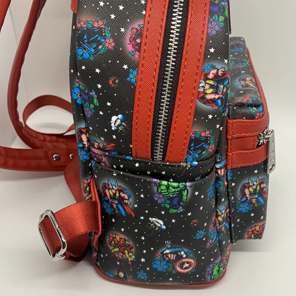 Loungefly NEW Marvel Avengers Tattoo Black Red Mini Backpack Superhero Collector